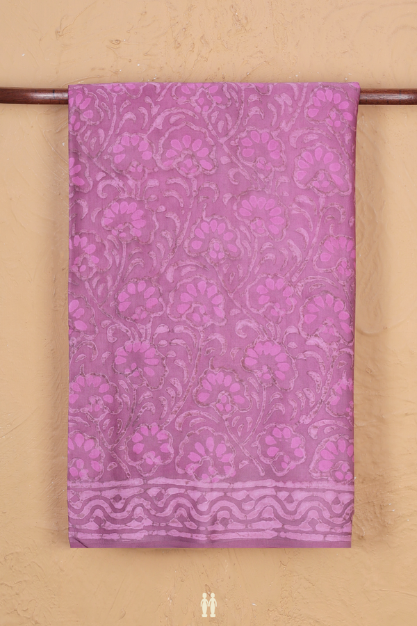 Modal Silk Saree In Lilac Pink With Floral Design
