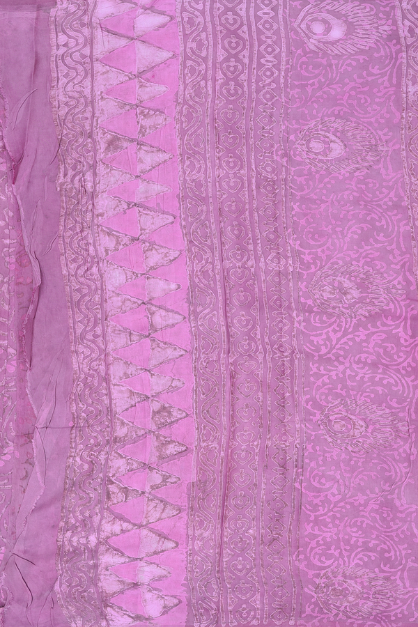 Modal Silk Saree In Lilac Pink With Floral Design