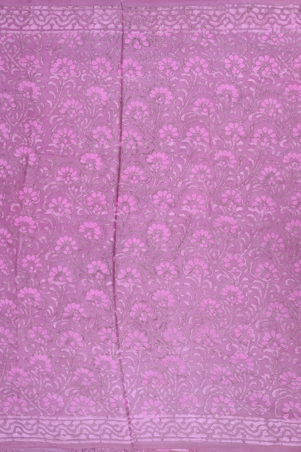 Modal Silk Saree In Lilac Pink With Floral Design
