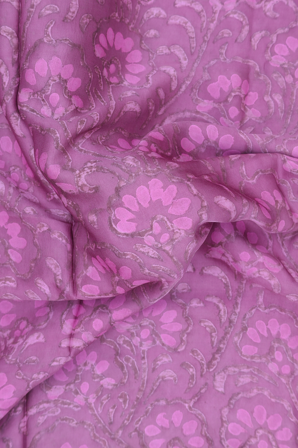 Modal Silk Saree In Lilac Pink With Floral Design