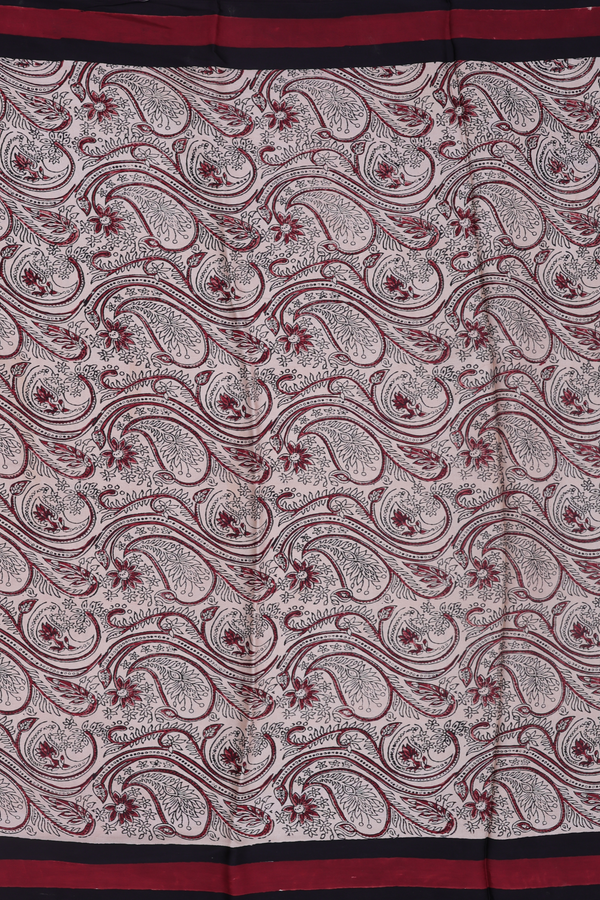Modal Silk Saree In Cream Color With Paisley Design