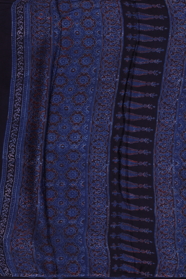 Modal Silk Saree In Black With Floral Design