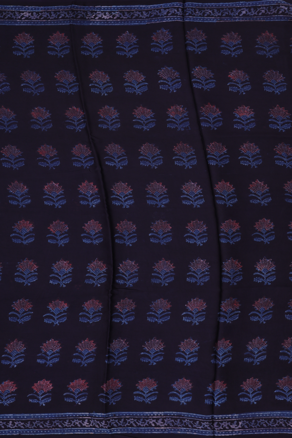 Modal Silk Saree In Black With Floral Design