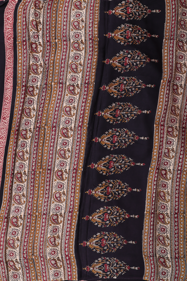 Modal Silk Saree In Cream Color With Floral Buttas