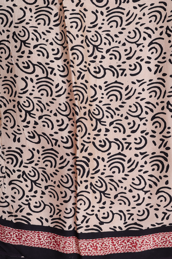 Modal Silk Saree In Cream Color With Floral Buttas