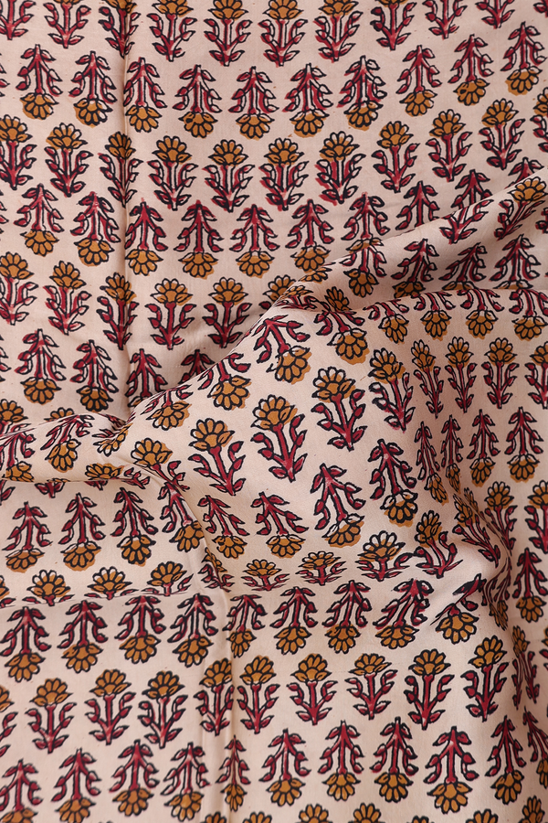 Modal Silk Saree In Cream Color With Floral Buttas