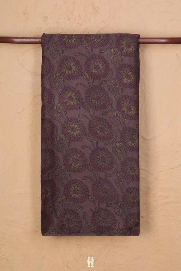 Modal Silk Saree In Brown With Floral Design