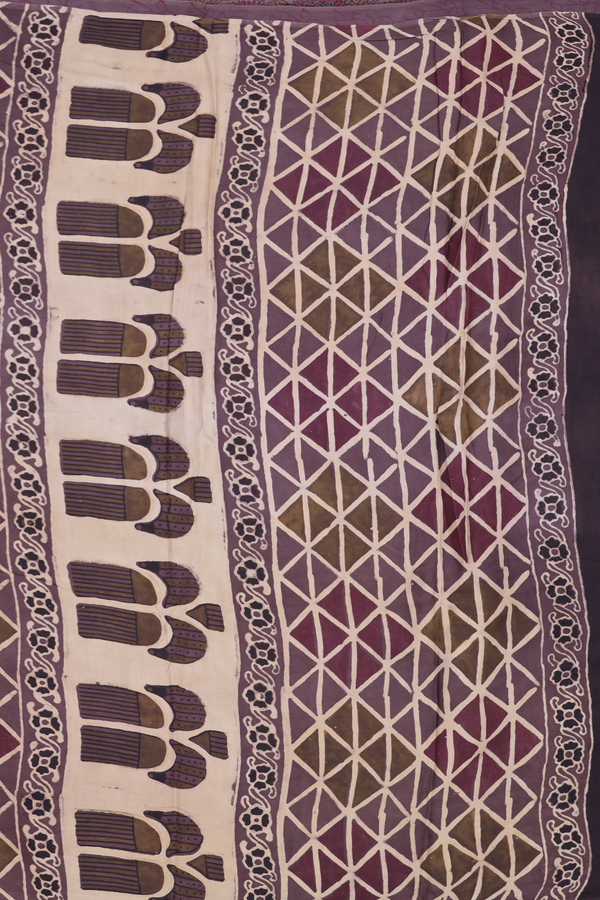 Modal Silk Saree In Brown With Floral Design