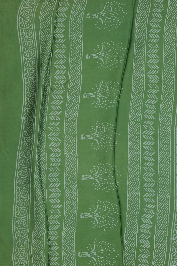 Modal Silk Saree In Green With Printed Design