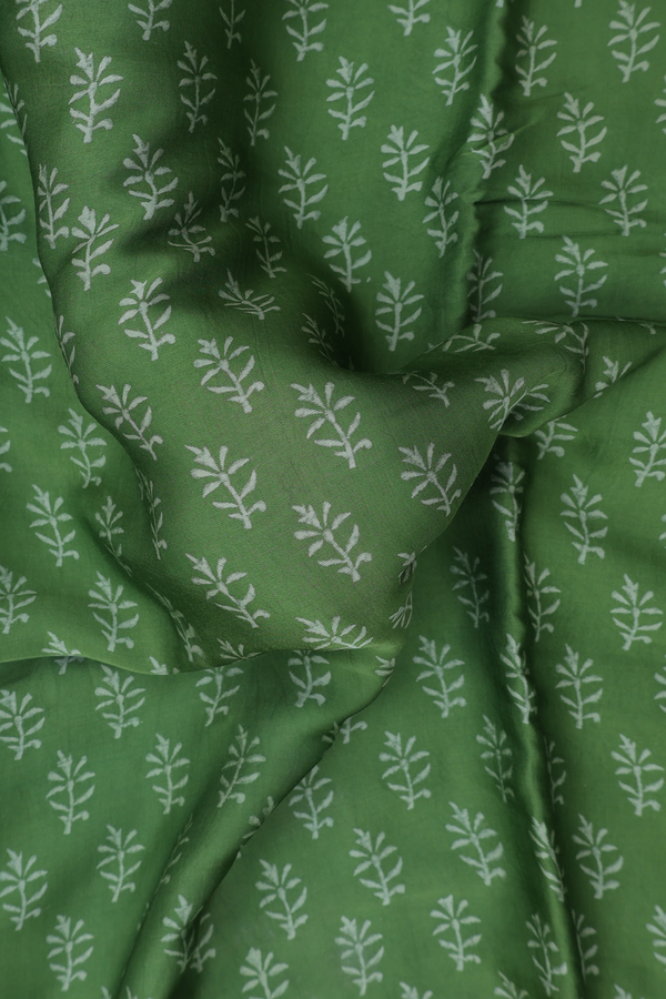 Modal Silk Saree In Green With Printed Design