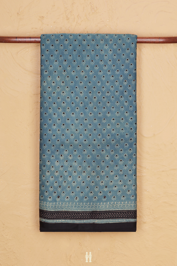 Modal Silk Saree In Aegean Blue With Printed Buttas