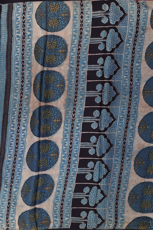 Modal Silk Saree In Aegean Blue With Printed Buttas