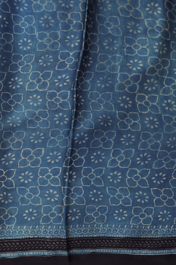 Modal Silk Saree In Aegean Blue With Printed Buttas