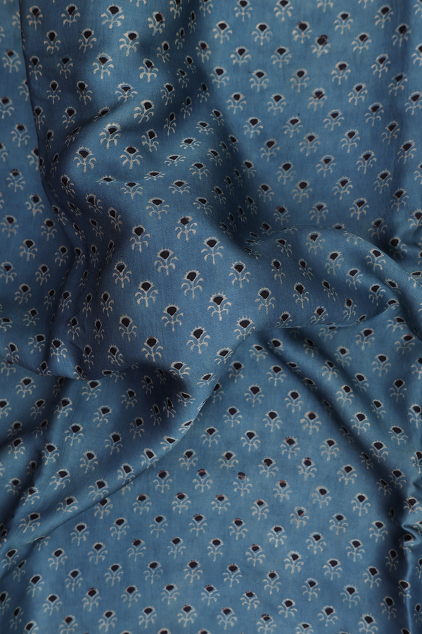 Modal Silk Saree In Aegean Blue With Printed Buttas