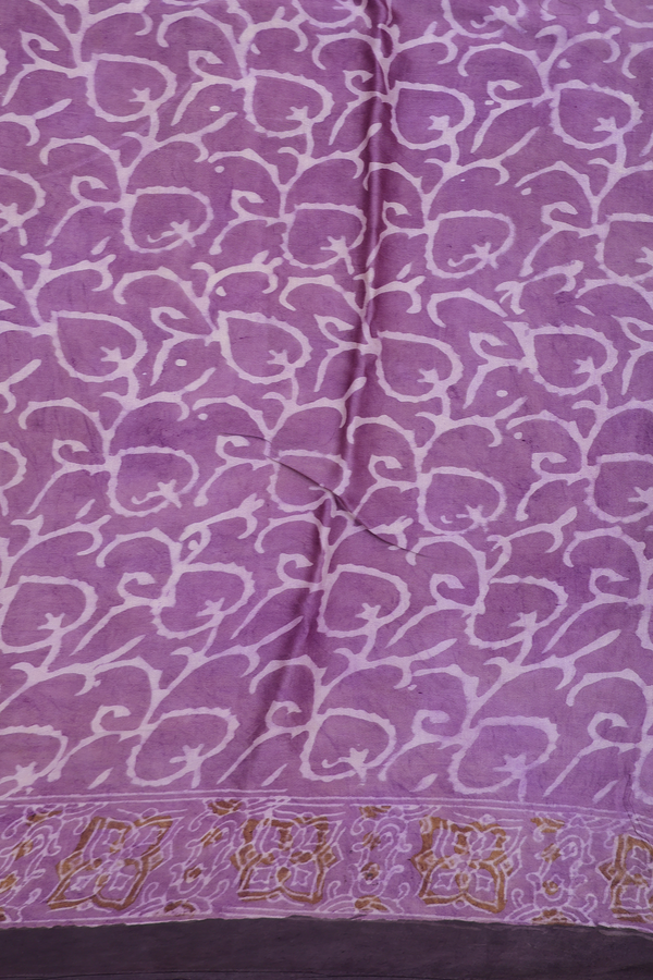 Modal Silk Saree In Olive Brown With Floral Design