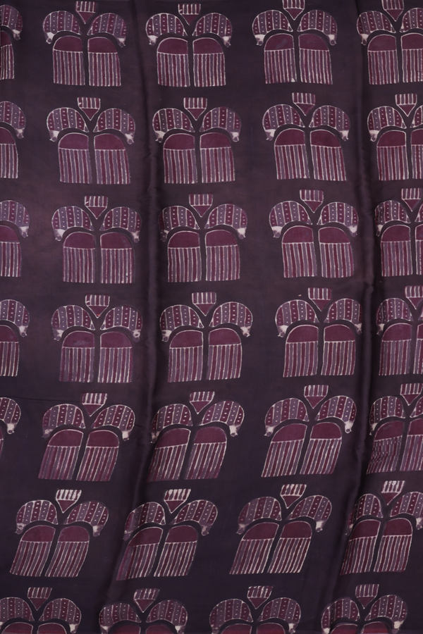 Modal Silk Saree In Dark Oak Brown With Printed Design