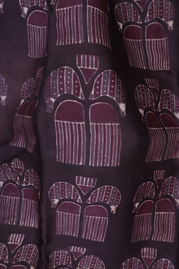 Modal Silk Saree In Dark Oak Brown With Printed Design