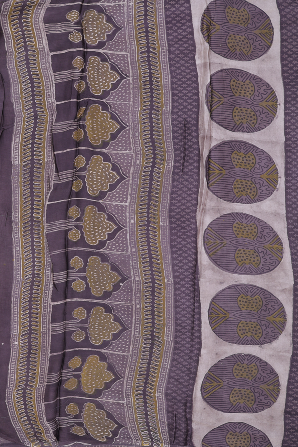 Modal Silk Saree In Oxford Brown With Floral Design