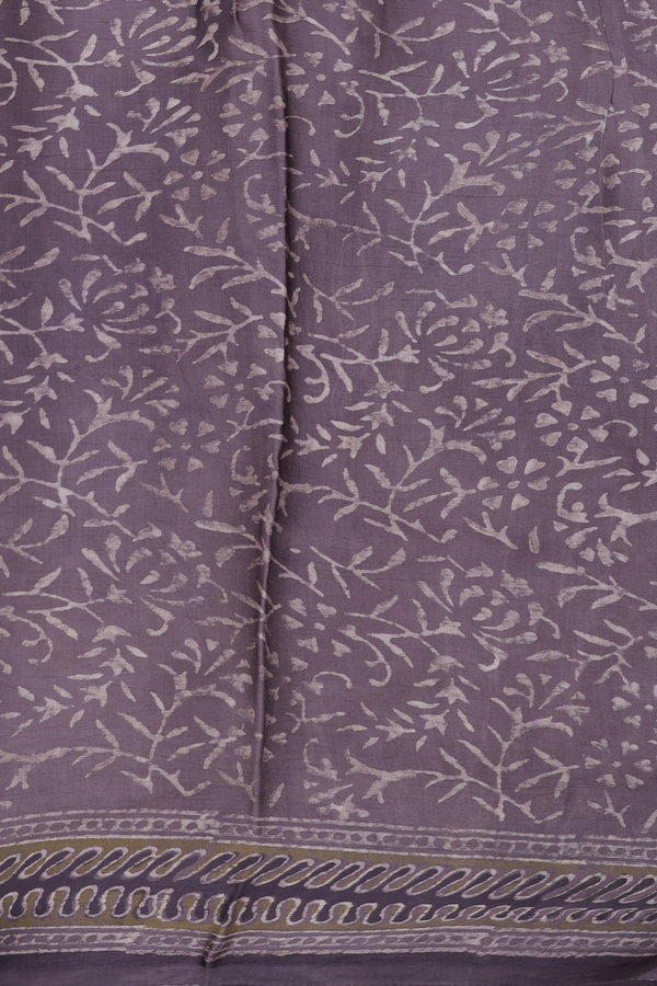 Modal Silk Saree In Oxford Brown With Floral Design