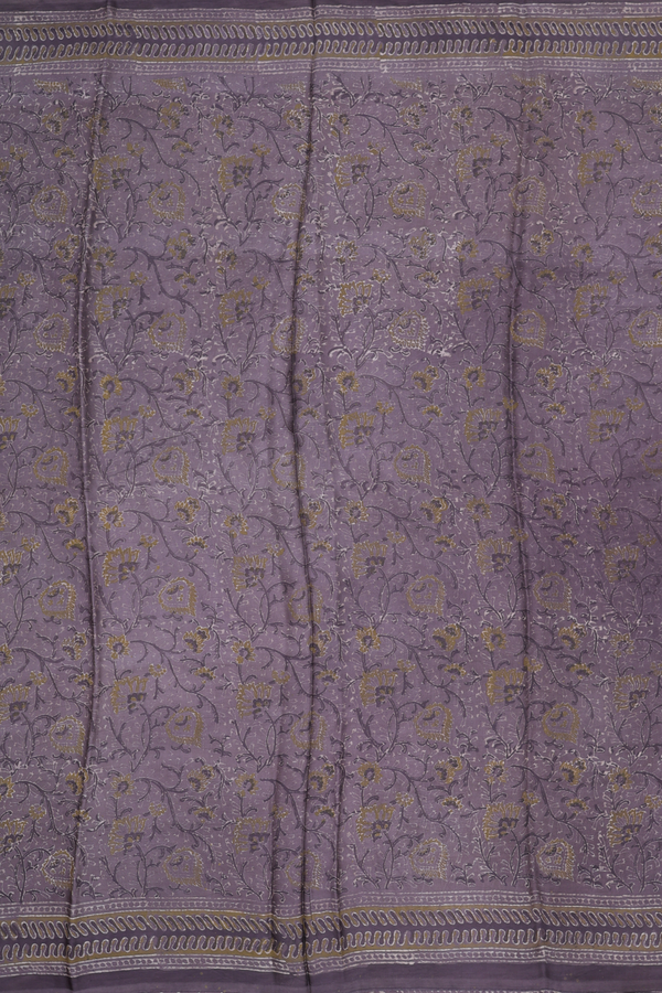 Modal Silk Saree In Oxford Brown With Floral Design