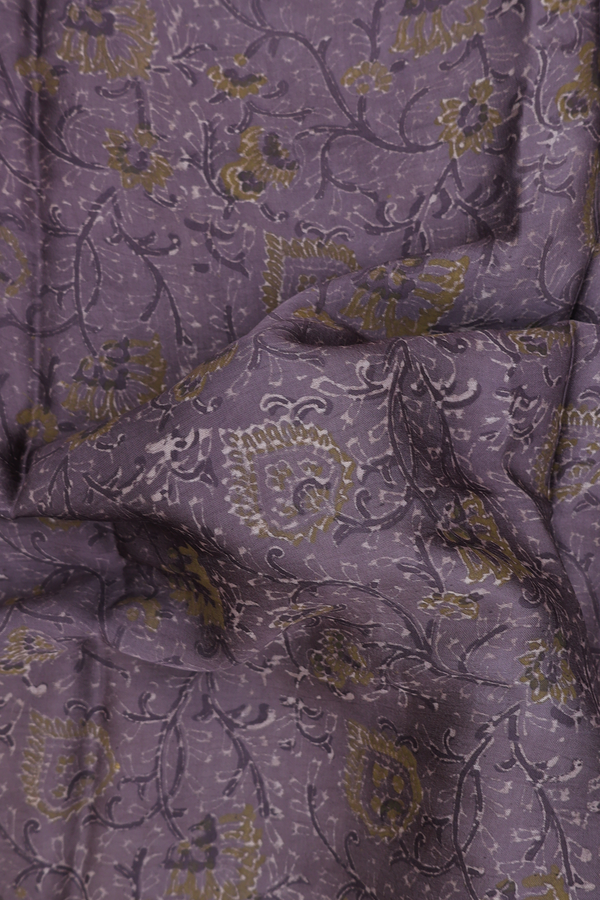 Modal Silk Saree In Oxford Brown With Floral Design