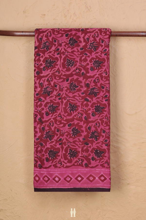 Modal Silk Saree In Red With Floral Design