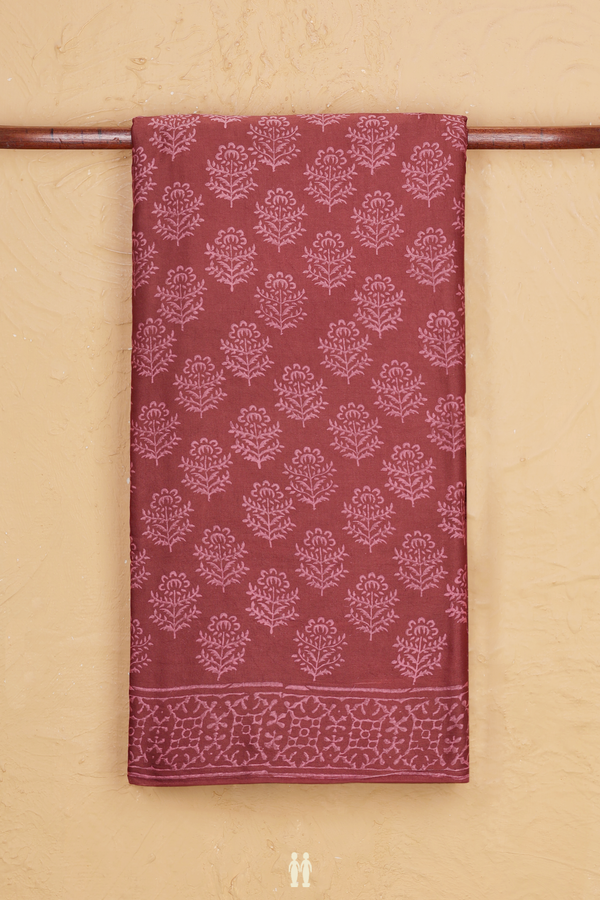 Modal Silk Saree In Brown With Floral Design