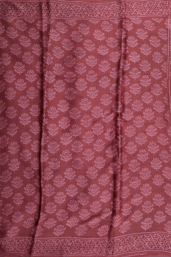 Modal Silk Saree In Brown With Floral Design