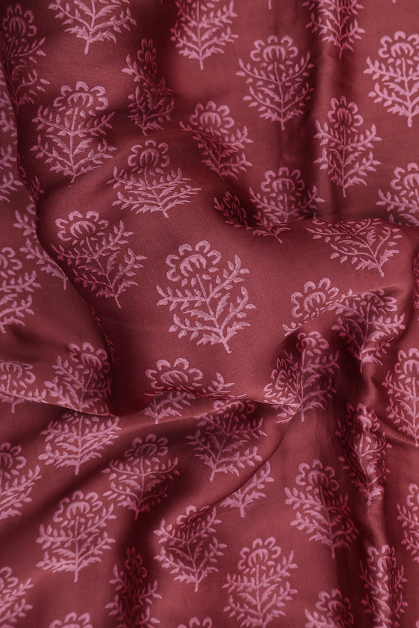 Modal Silk Saree In Brown With Floral Design