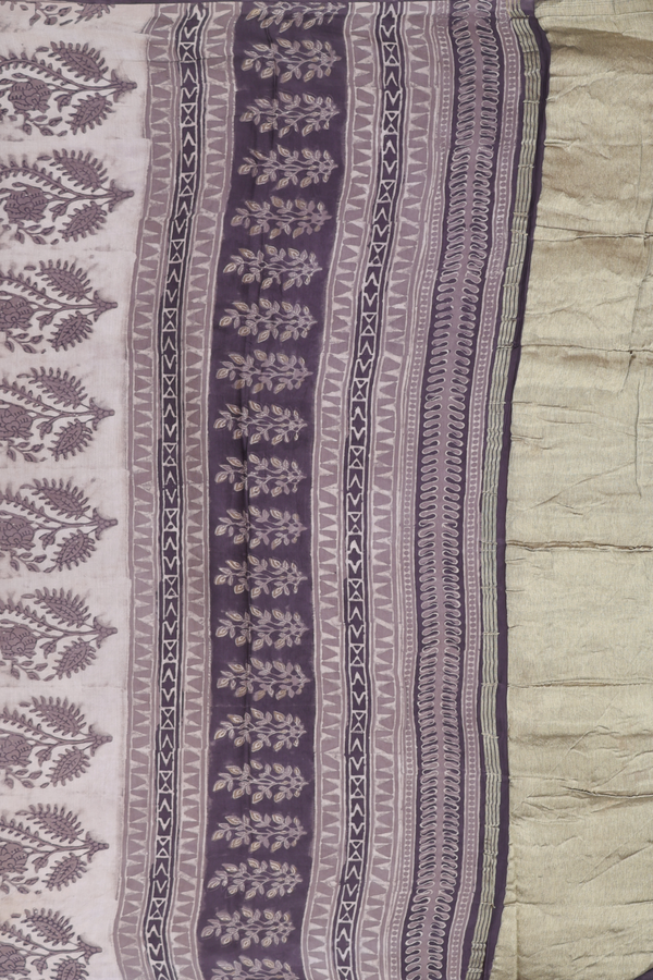 Modal Silk Saree In Cream Color With Floral Design
