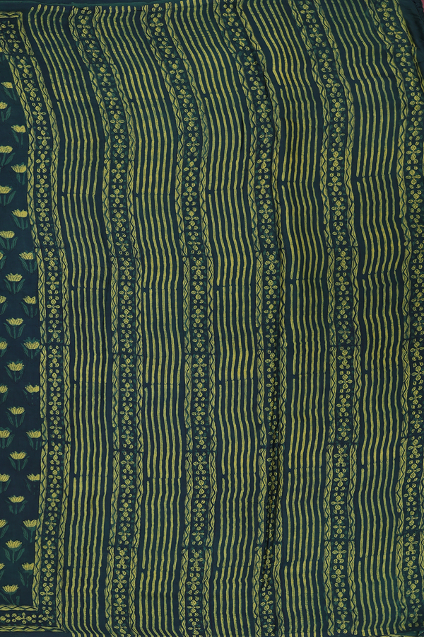 Modal Silk Saree In Dark Green With Floral Buttas