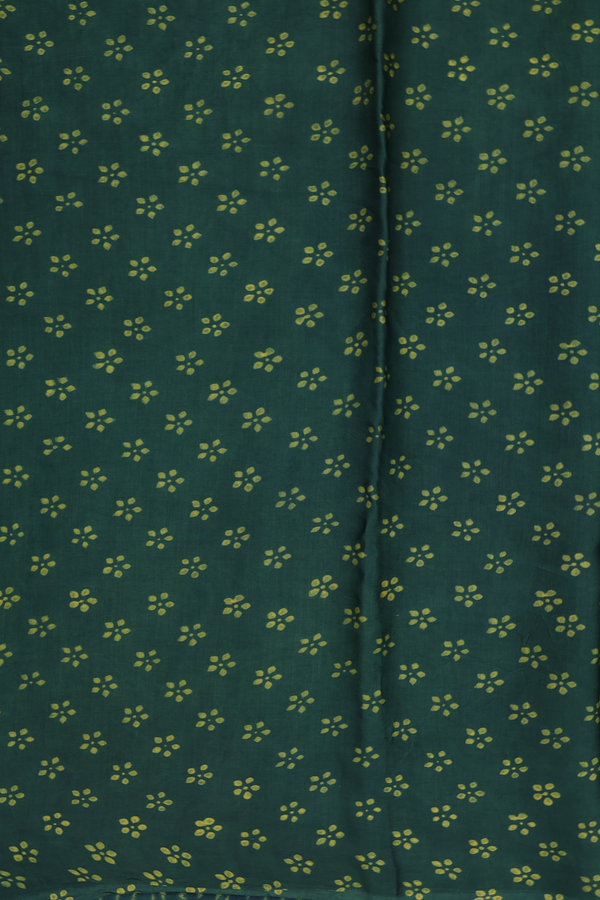 Modal Silk Saree In Dark Green With Floral Buttas