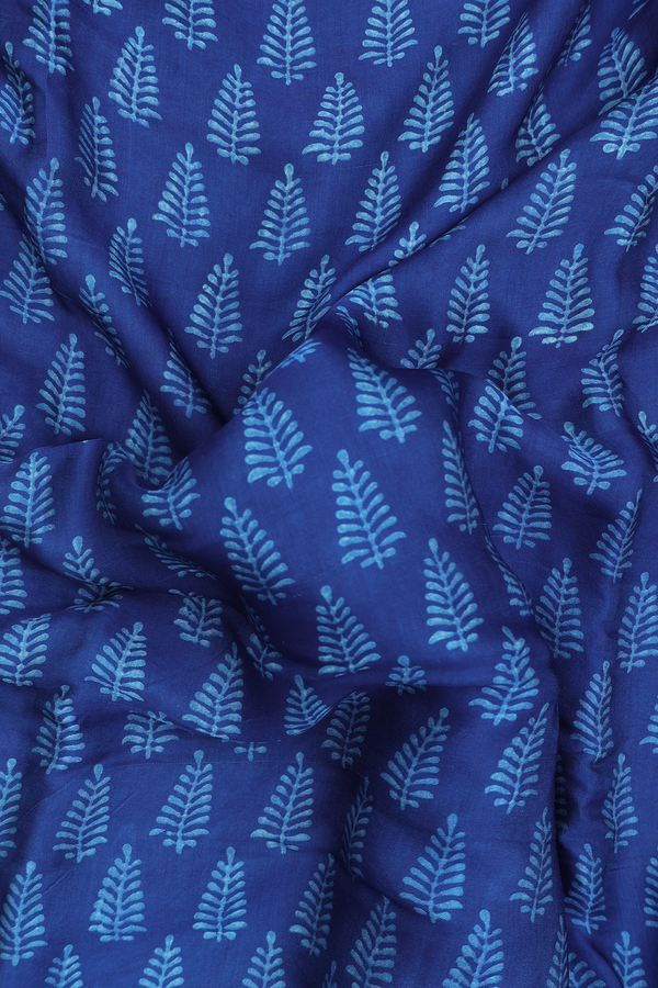 Modal Silk Saree In Royal Blue With Printed Buttas