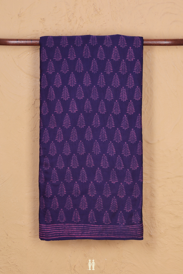 Modal Silk Saree In Deep Purple With Printed Design