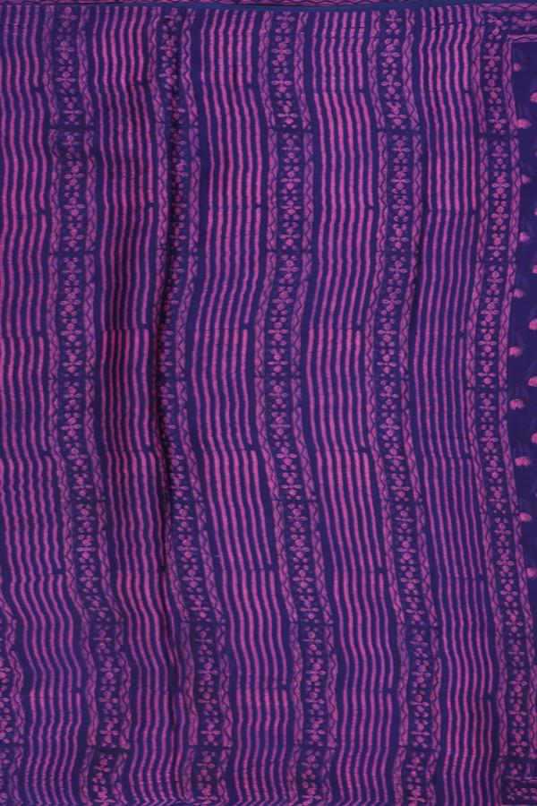Modal Silk Saree In Deep Purple With Floral Design