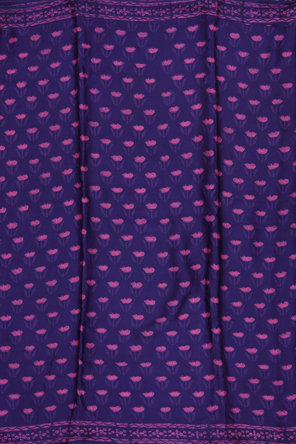 Modal Silk Saree In Deep Purple With Floral Design