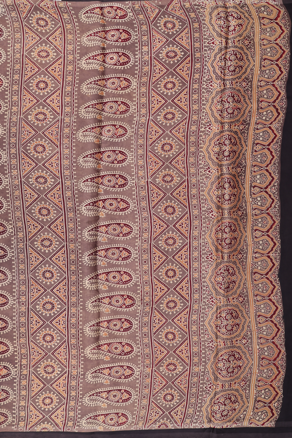 Modal Silk Saree In Peanut Brown With Allover Design