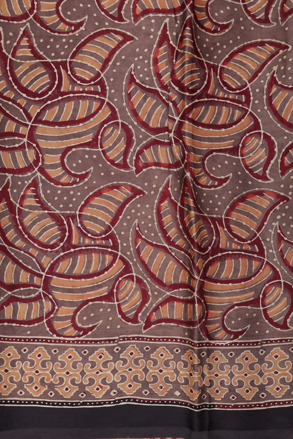 Modal Silk Saree In Peanut Brown With Allover Design