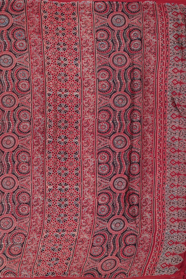 Modal Silk Saree In Red With Diamond Design