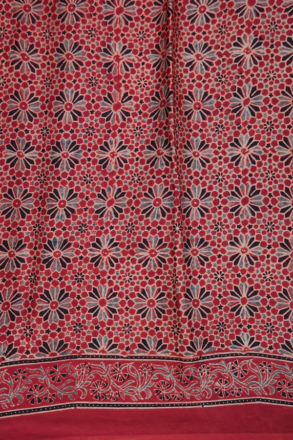 Modal Silk Saree In Red With Diamond Design
