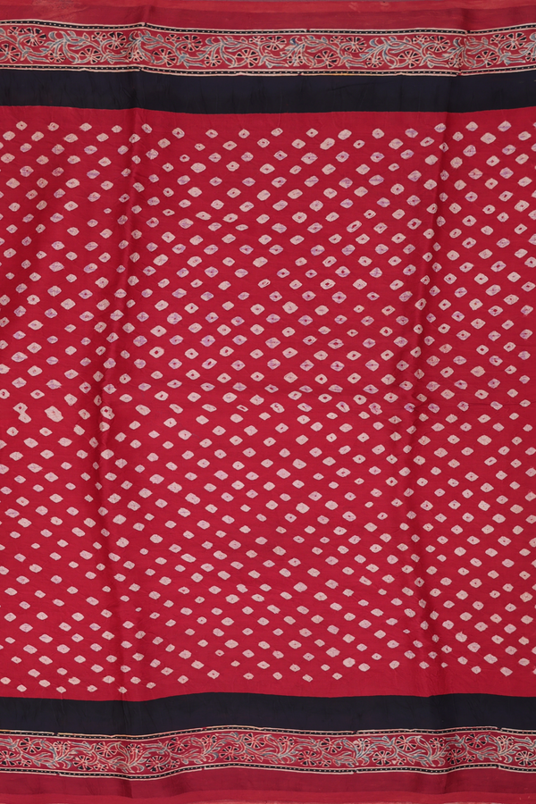 Modal Silk Saree In Red With Diamond Design