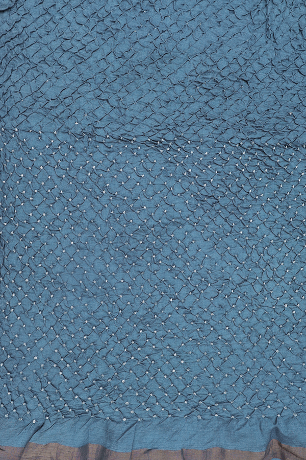 Bandhani Silk Saree In Dusty Blue With Tie And Dye Design
