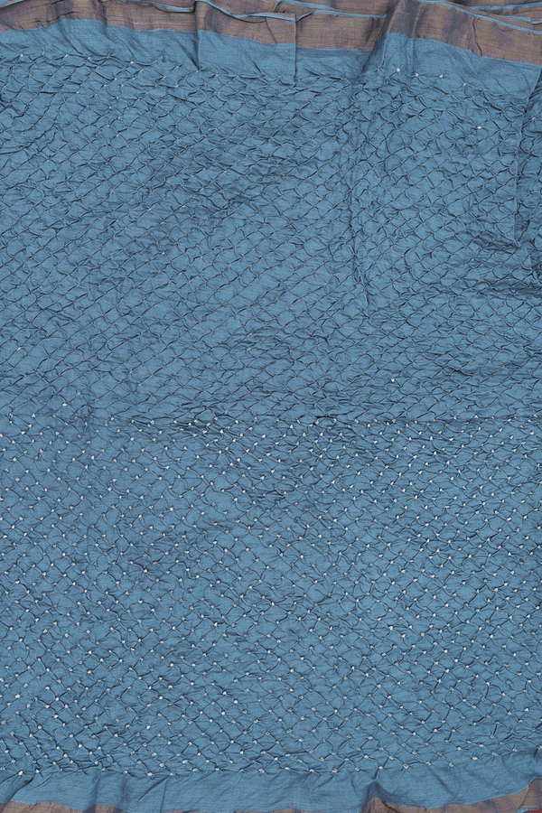 Bandhani Silk Saree In Dusty Blue With Tie And Dye Design