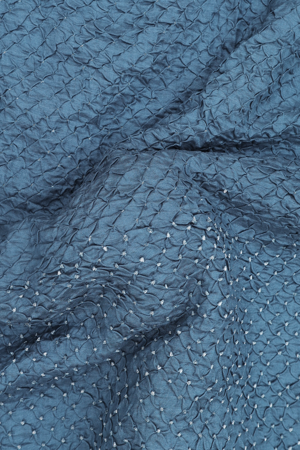 Bandhani Silk Saree In Dusty Blue With Tie And Dye Design