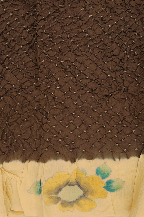 Bandhani Silk Saree In Walnut Brown With Tie And Dye Design