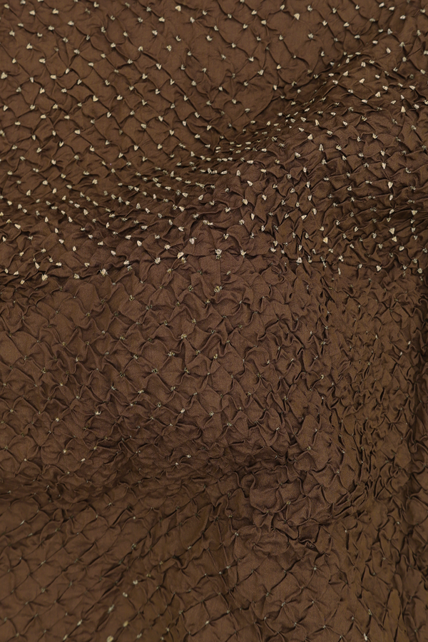 Bandhani Silk Saree In Walnut Brown With Tie And Dye Design