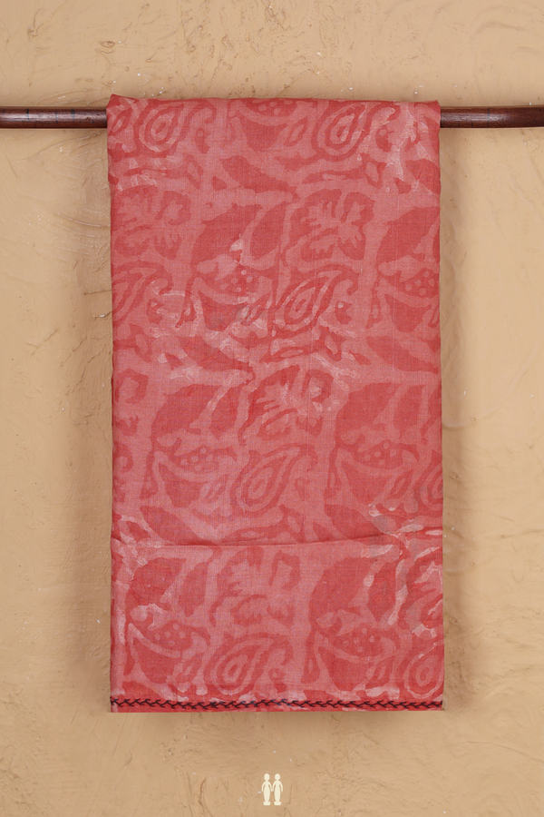 Tussar Silk Saree In Peach With Paisley Design