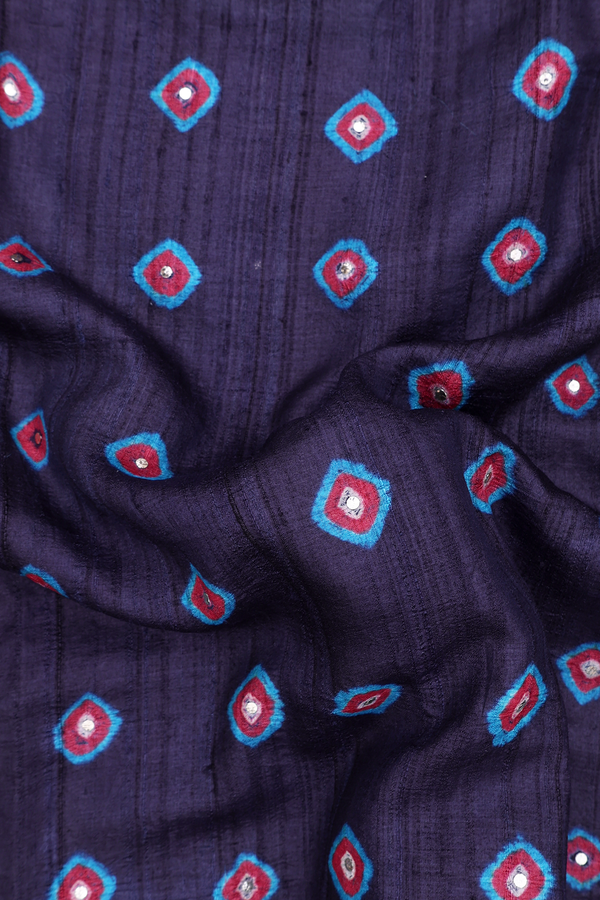 Tussar Silk Saree In Regal Purple With Diamond Buttas