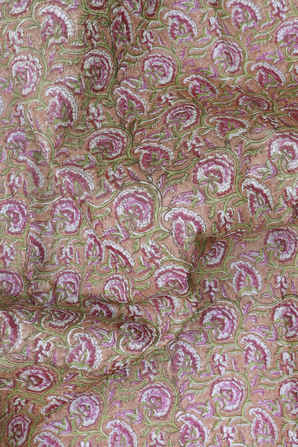 Tussar Silk Saree In Brown With Floral Design