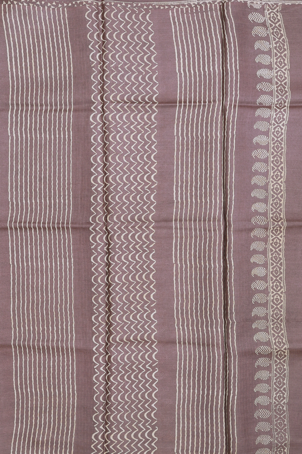 Tussar Silk Saree In Brown With Printed Buttas